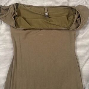 Elegant Olive Green Ribbed SKIMS Dress
